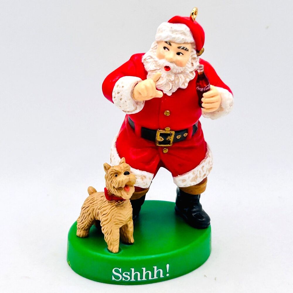 VINTAGE 1990s Coca-Cola Trim-a-Tree Chirstmas Ornament 1961 Santa with Puppy